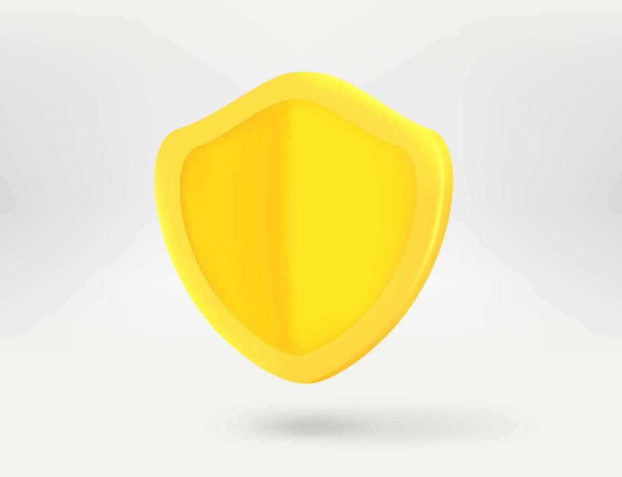 Golden shield isolated on white background. 3d vector illustration