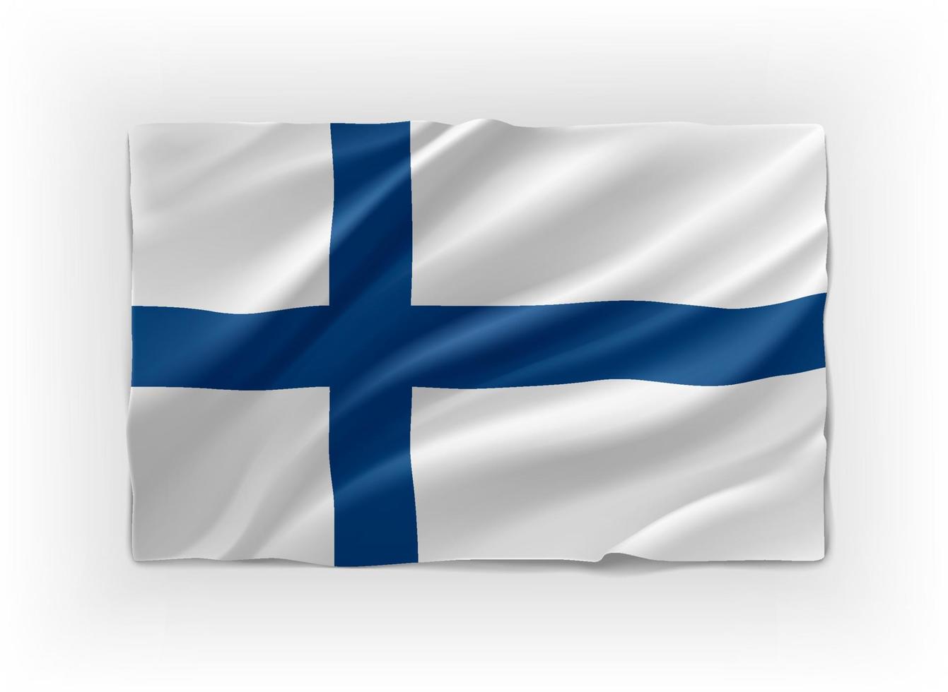 Blue and white flag of Finland. 3d vector object isolated on white background