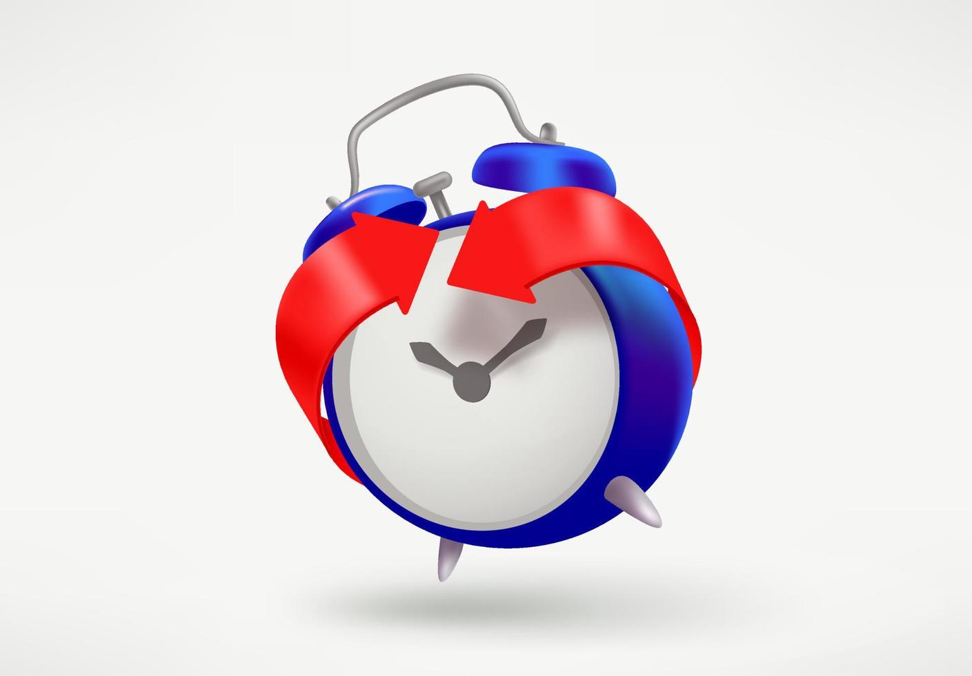 Arrows and alarm clock. 3d vector illustration