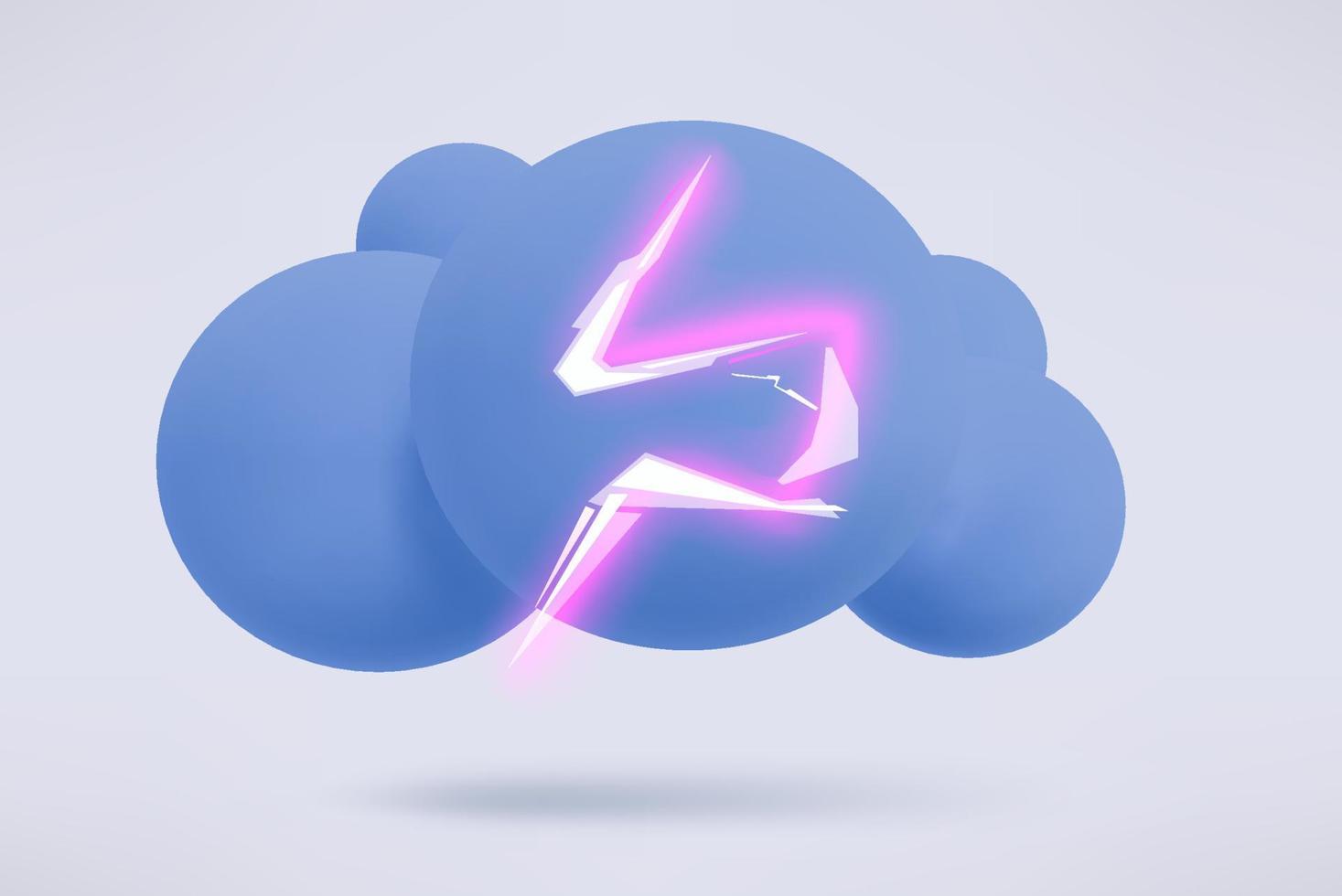 gris Tormentoso nube con rayo dibujos animados 3d estilo vector ilustración aislado en blanco antecedentes