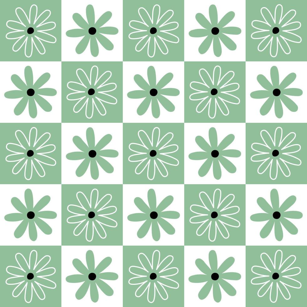 floral modelo. comprobado tartán con un menta floral impresión. sin costura pastel antecedentes con pequeño flores para un Manteles, vestir o otro textil diseño. vector ilustración.