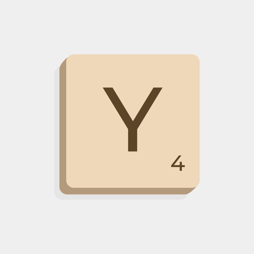 Y uppercase in scrabble letters. Isolate vector illustration ready to compose words and phrases