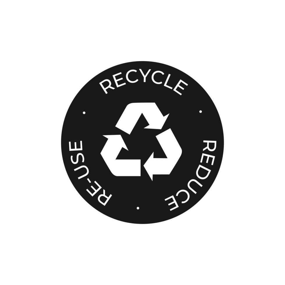 Recycle, reuse, reduce black and white vector icon