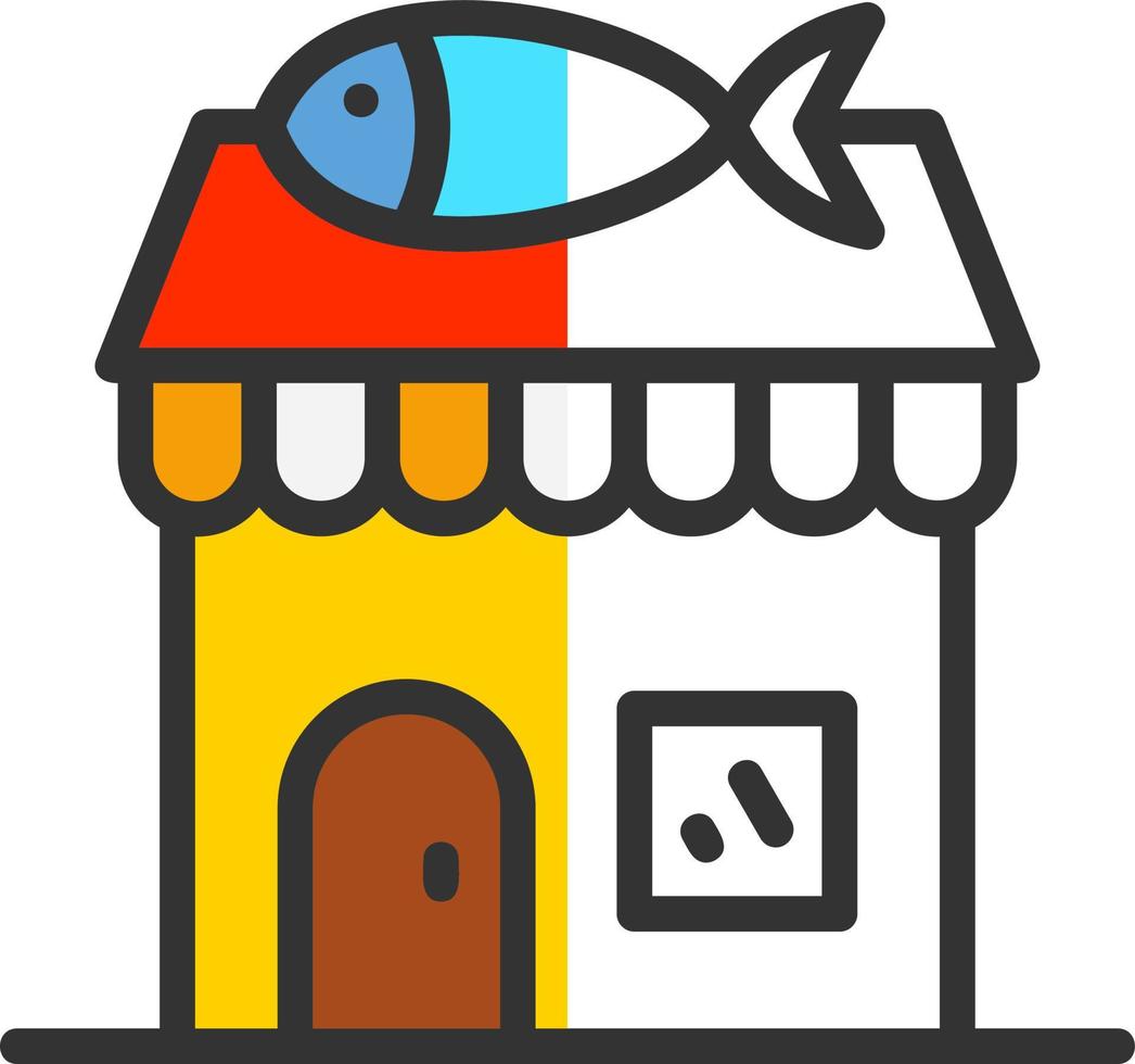 diseño de icono de vector de tienda de pescado