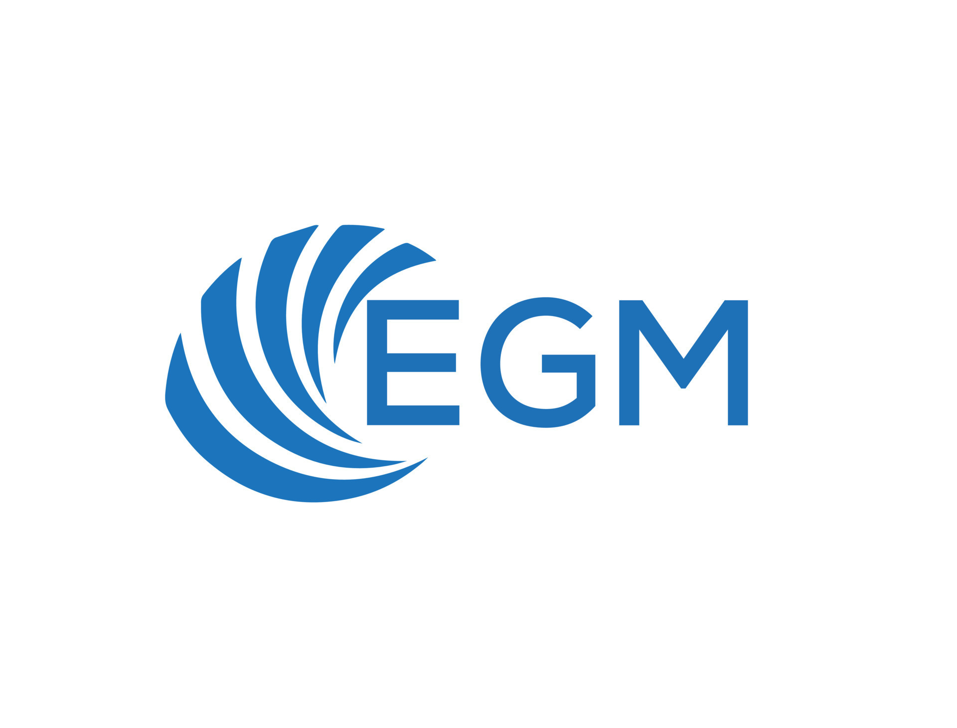 EGM letter logo design on white background. EGM creative circle letter