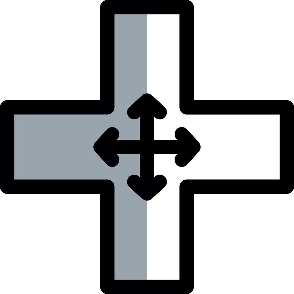 Four Way Intersection Vector Icon Design