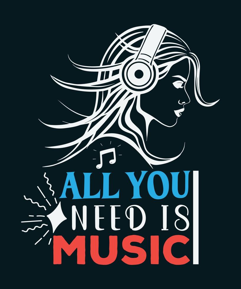 Music T Shirt Design simple typography and vector music t shirt style