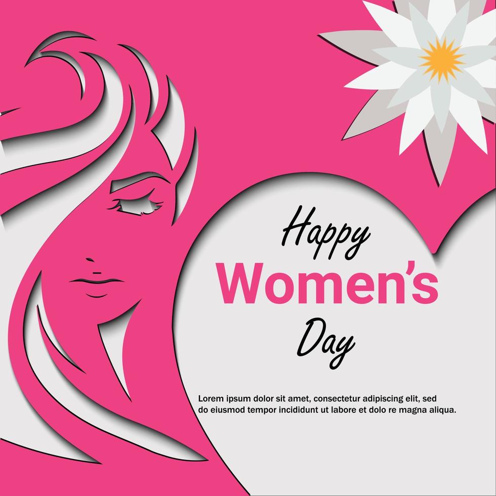 Happy women's day wish card, social post, 8 march international women's day post card vector