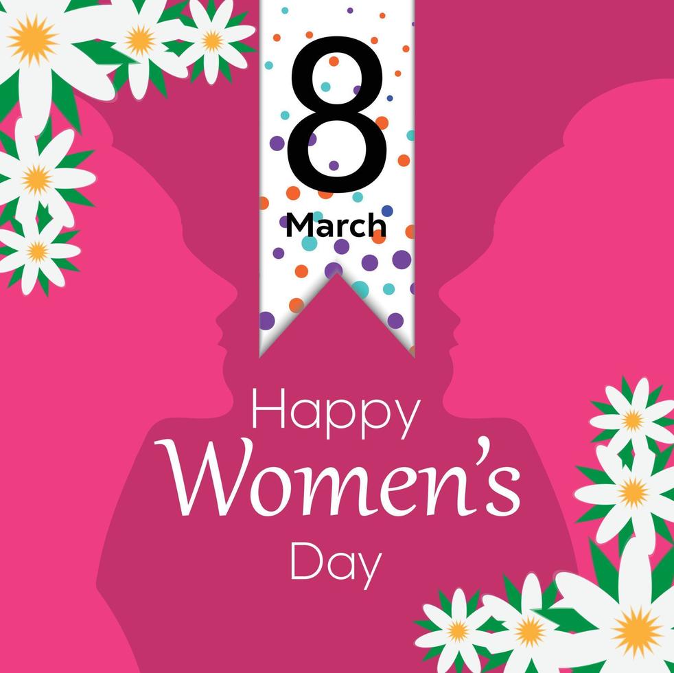 Happy women's day wish card, social post, 8 march international women's day post card vector