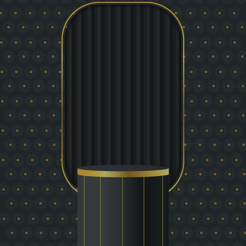 3D background with stand podium Black friday Black, gold with luxury arch shape scene, social media product showing post design vector