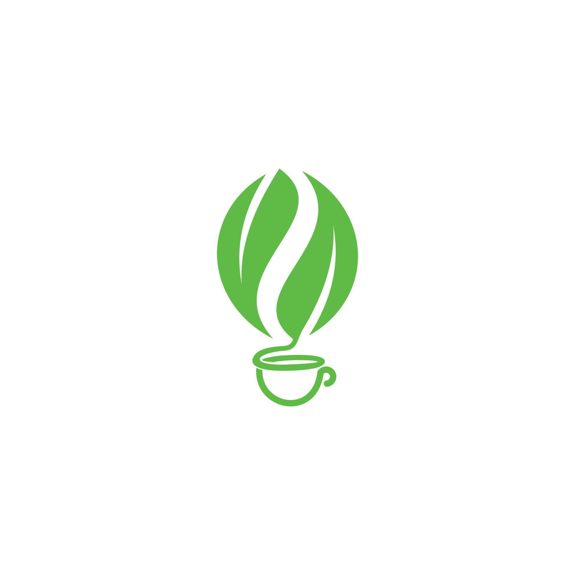 coffee cup, leaf, icon, logo, vector, illustration, silhouette, line