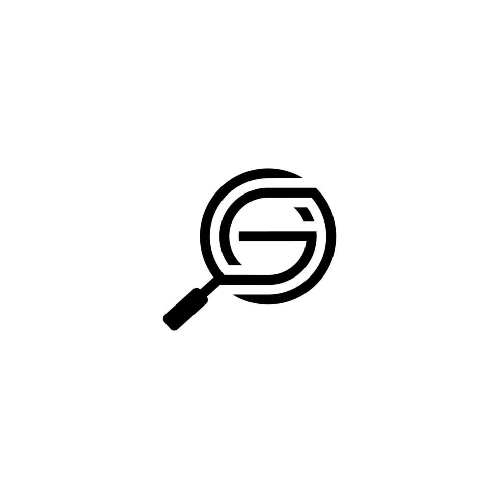 magnifying glass, letter g, icon, logo, vector, illustration, silhouette, line art, simple and modern vector