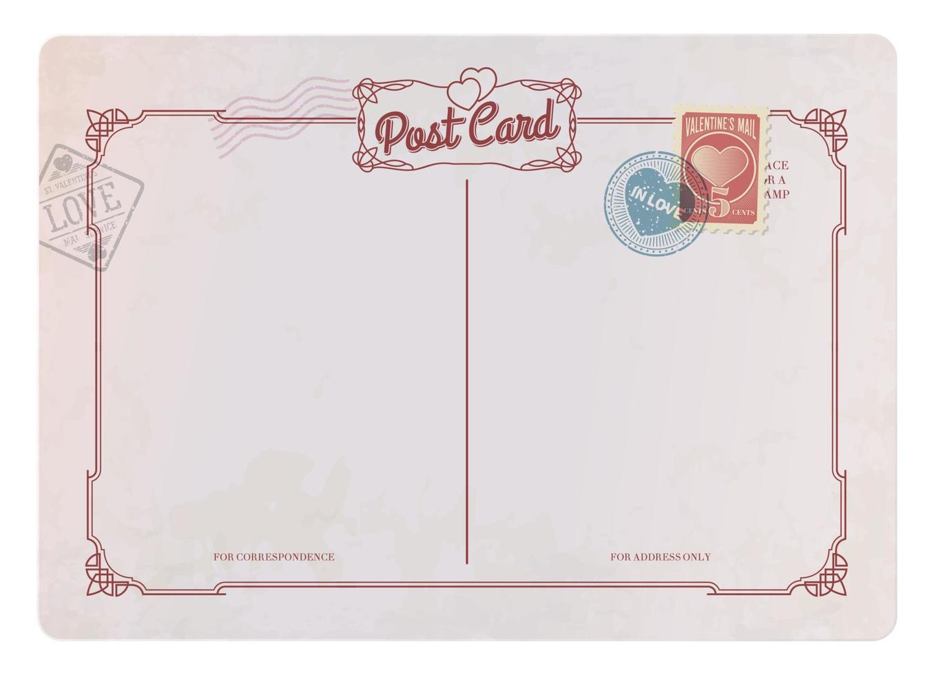 Valentine day antique postcard, vintage mail card vector