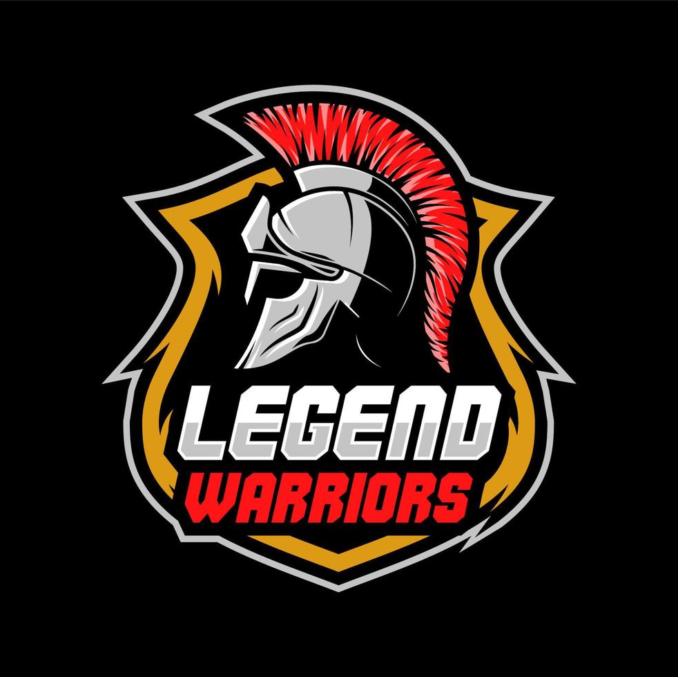 Legend warrior mascot or icon with Spartan helmet vector