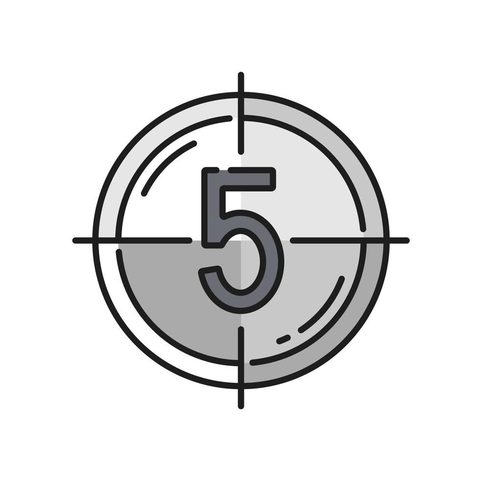 Movie start countdown, video production icon vector