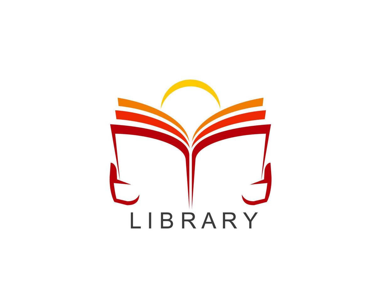 Library book reading abstract icon or emblem vector