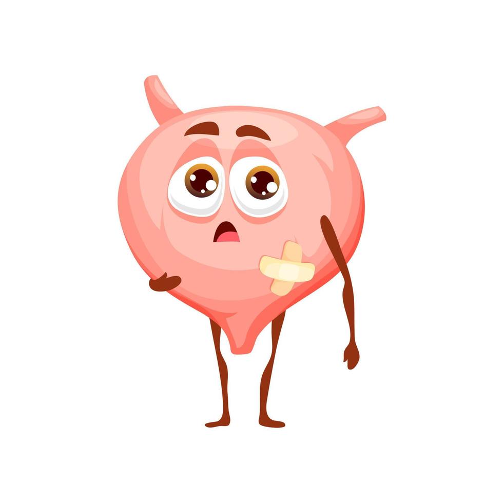 Bladder sick body organ character, urinary system vector