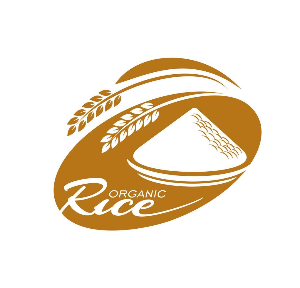 Organic rice farming, natural food product icon vector