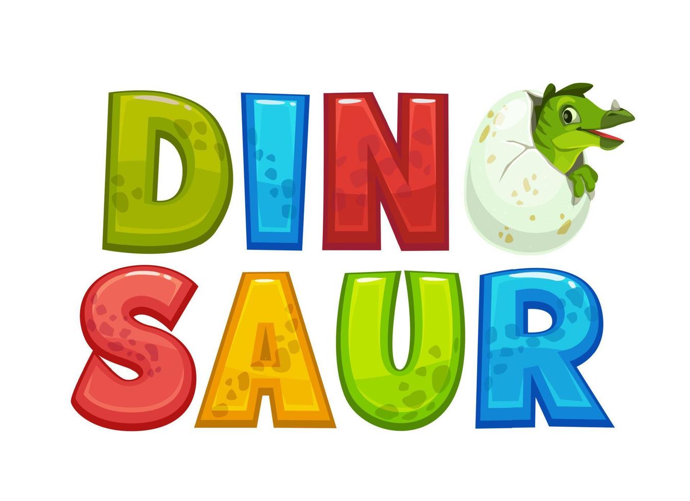 personaje de dinosaurio divertido de dibujos animados y huevo de dino vector