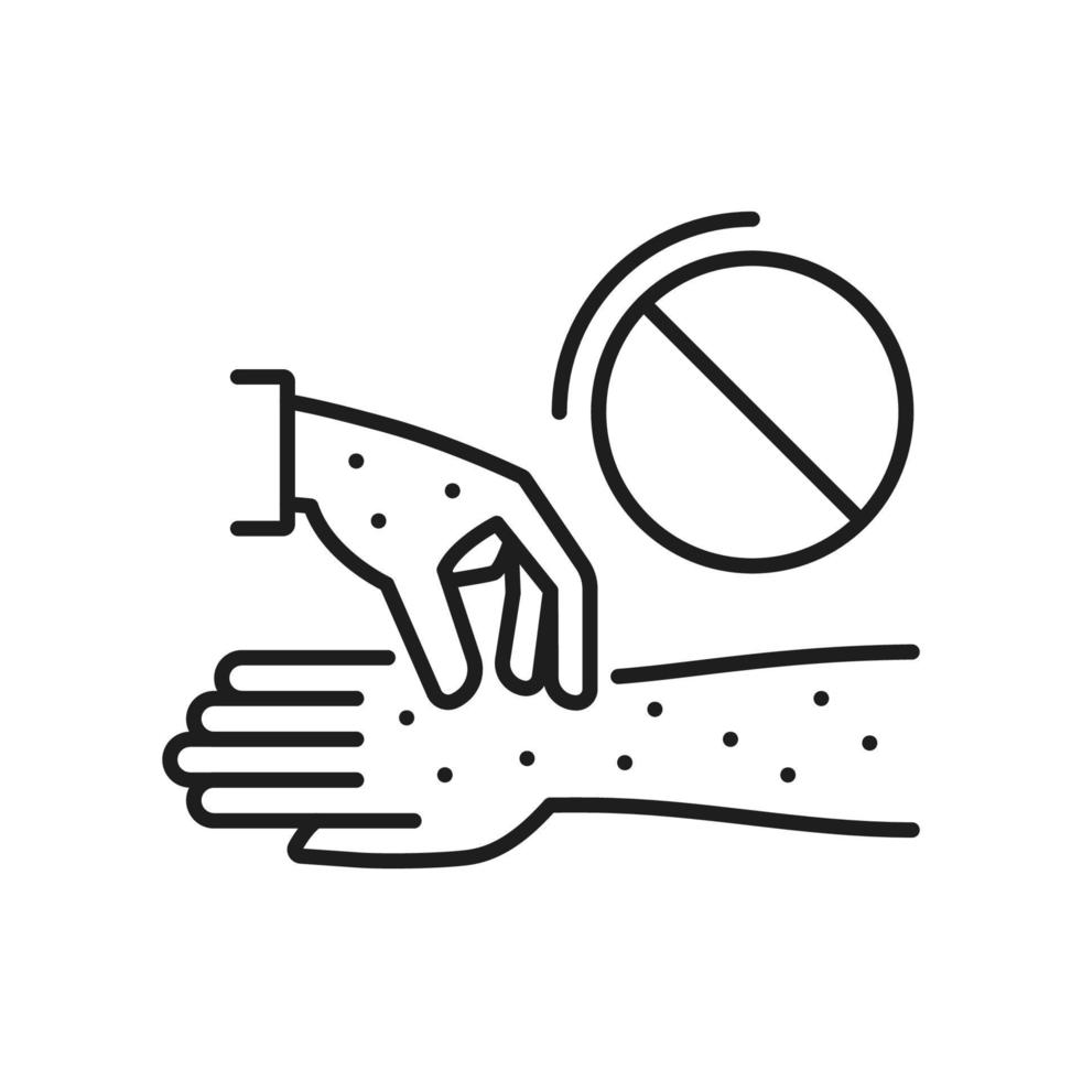 Child boy with chicken pox, skin rash outline icon vector
