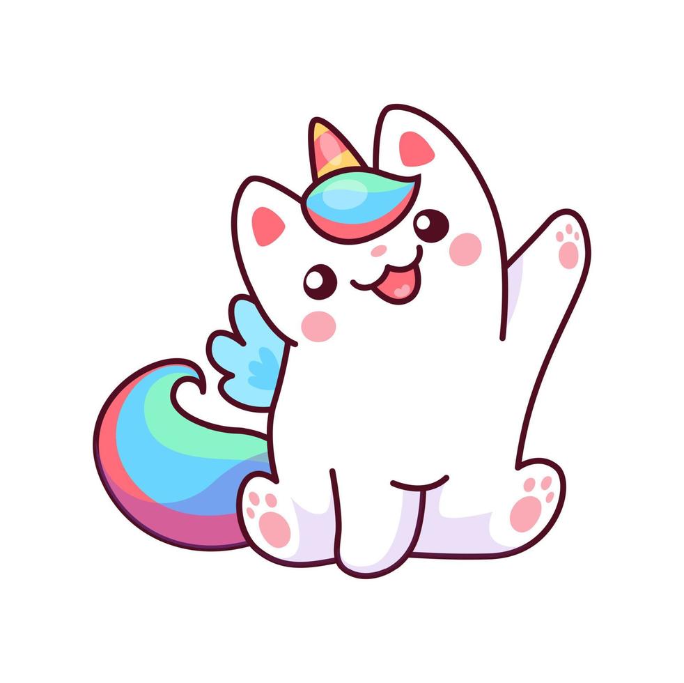 Caticorn character, Isolated vector unicorn cat