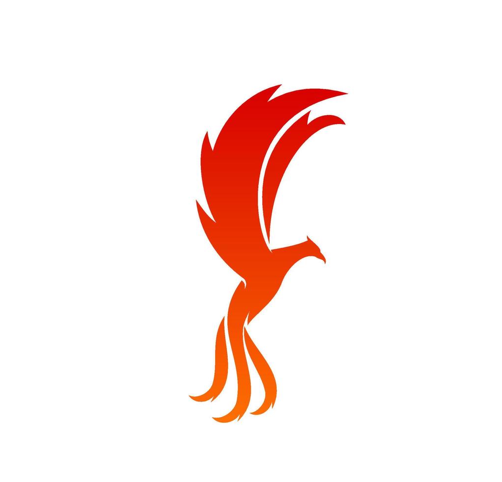 Phoenix, magic flaming bird icon or symbol vector
