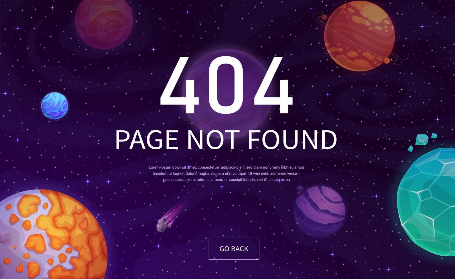 Page 404 starry galaxy space, vector notification