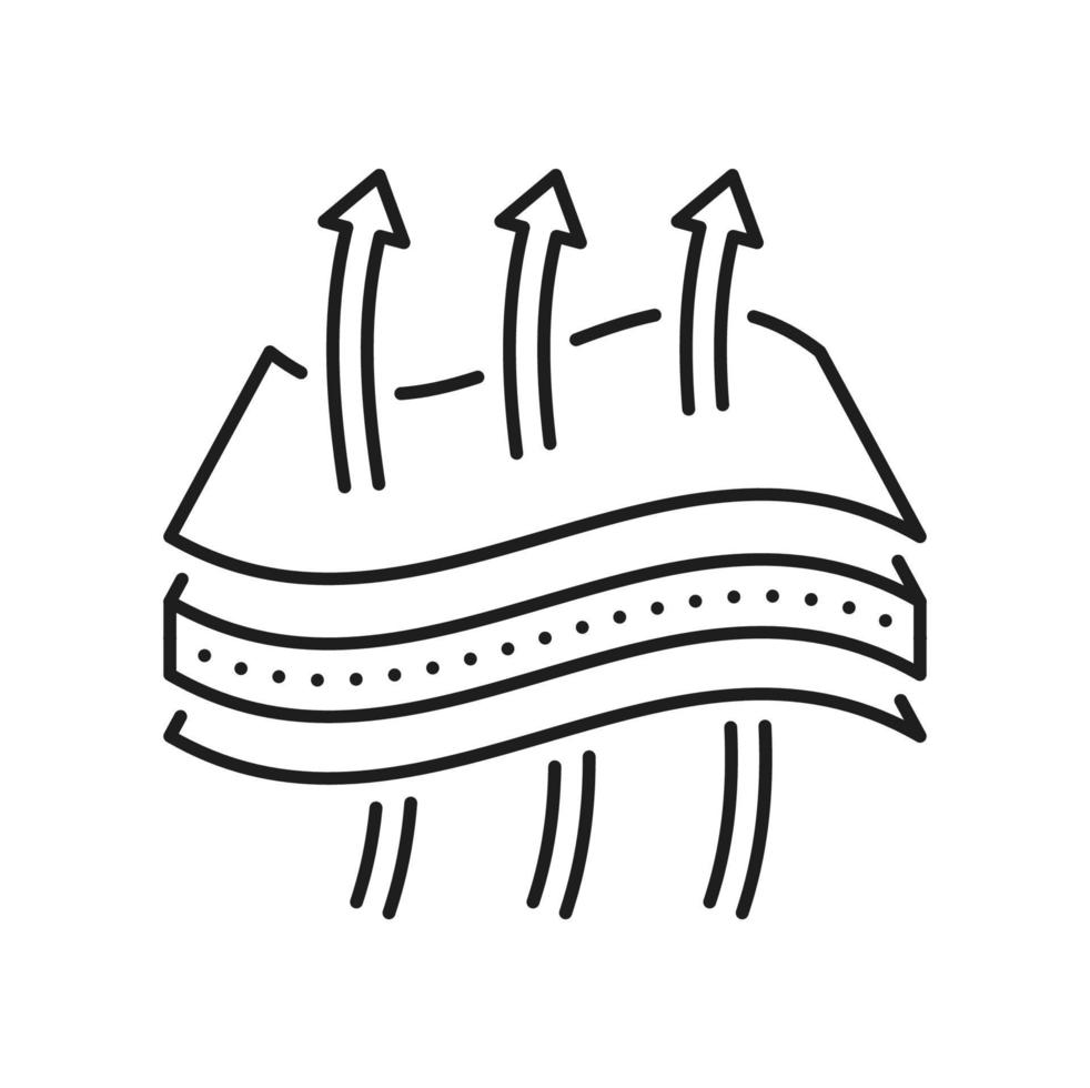 Breathable material layer icon, fiber fabric level vector