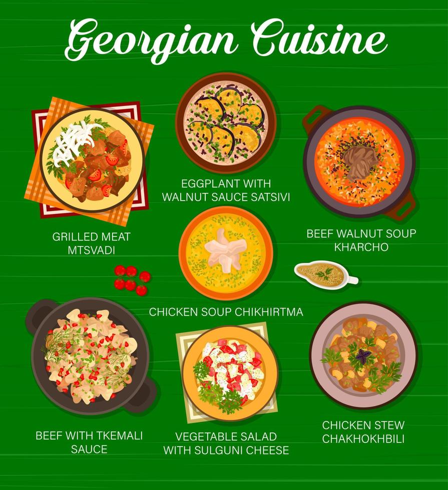 Georgian cuisine menu page design vector template