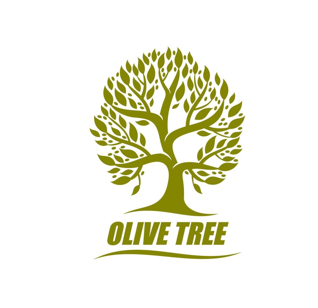 Olive tree symbol, isolated vector emblem