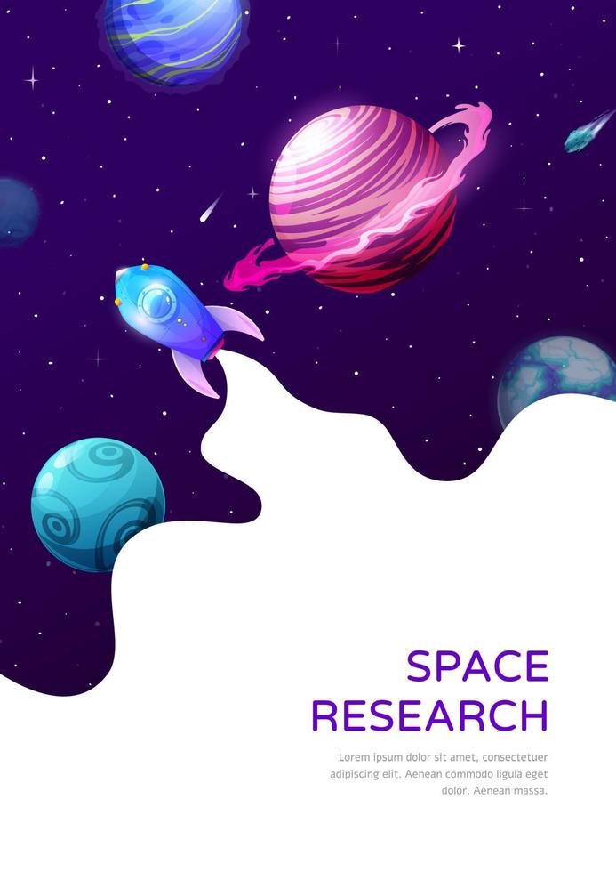 Space research, galaxy expedition vertical poster vector