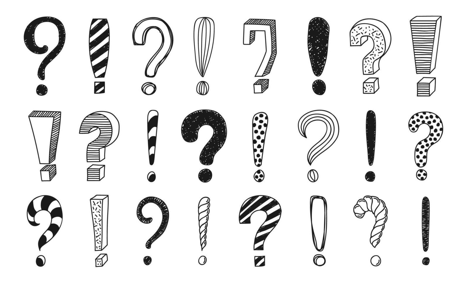 Hand drawn doodle exclamation and question marks vector