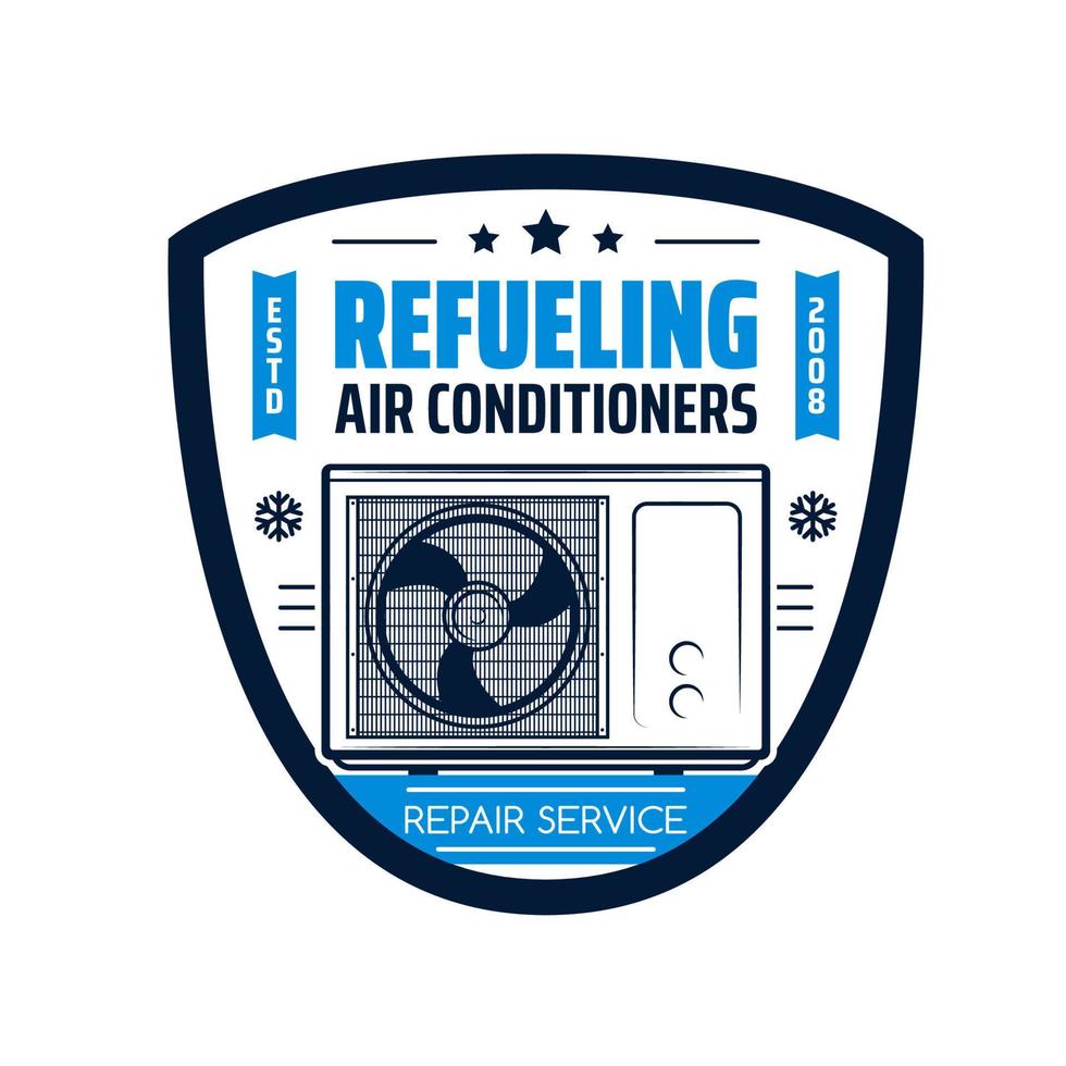 Air conditioner refueling service retro icon vector