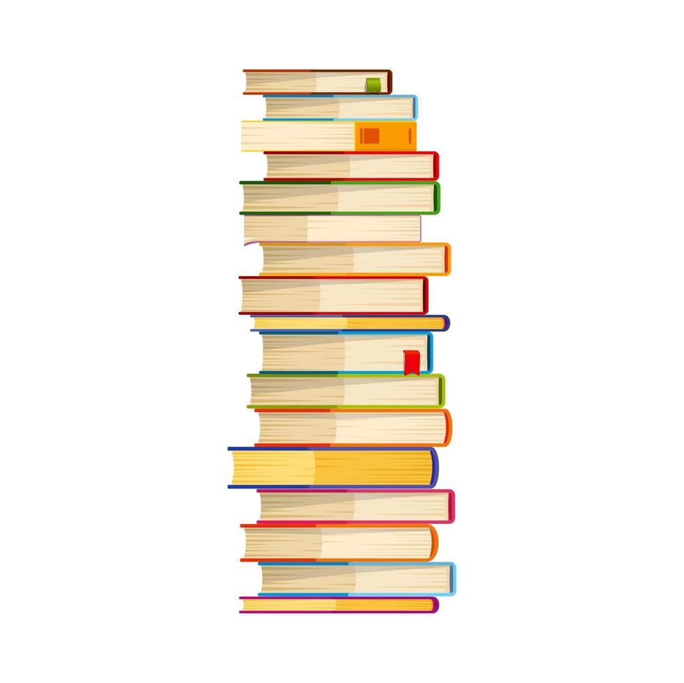 Book stack, cartoon textbooks and bestsellers pile vector