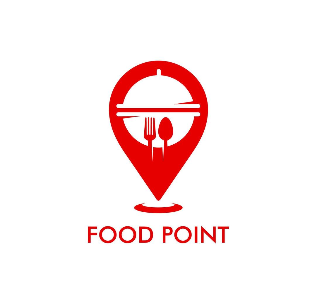 Restaurant, road cafe icon with map pointer vector
