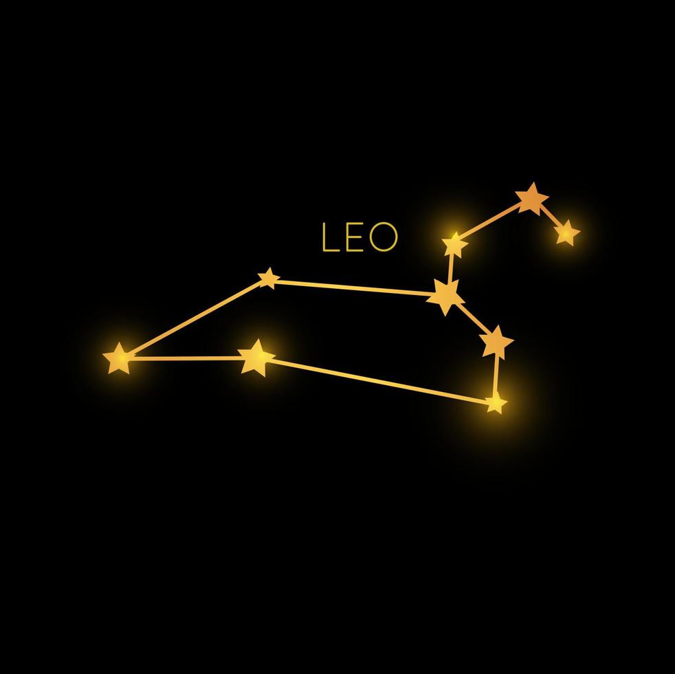 León constelación en espacio dorado zodíaco símbolo vector