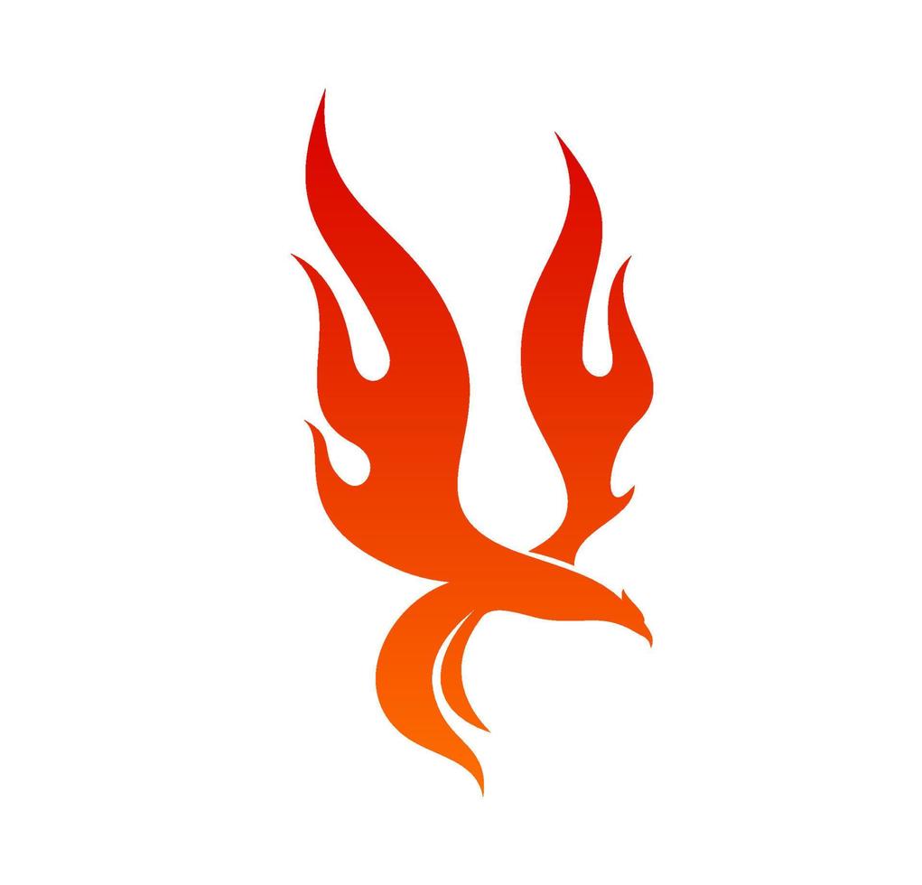 Phoenix bird icon, isolated vector fire creature