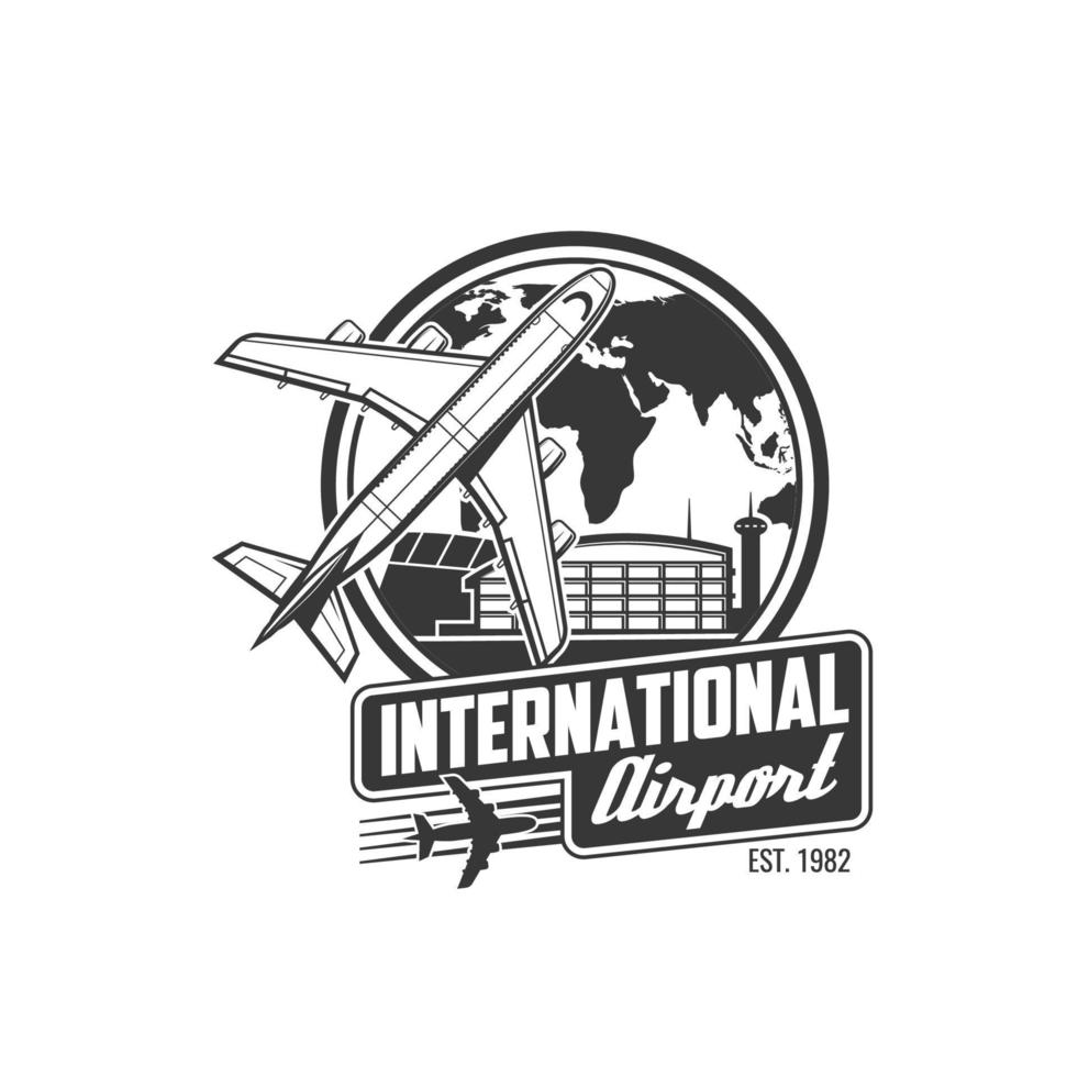 Airport vector icon with passenger airliner