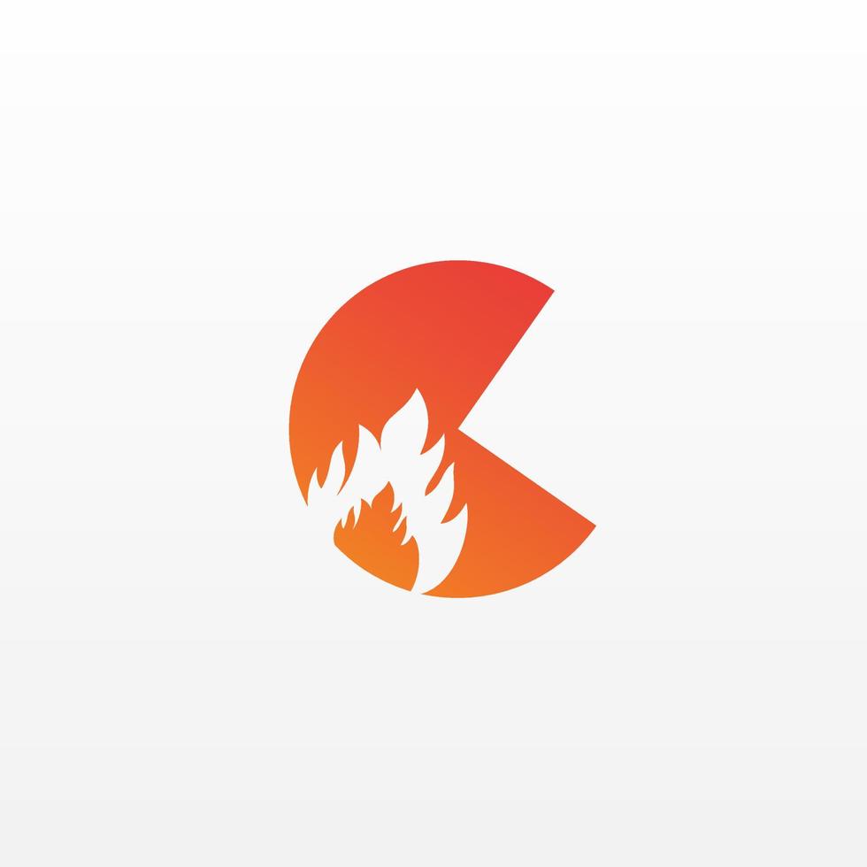 Flame Letter C Logo Design Vector Template. Beautiful Logotype Design For Fire Flames Company Branding.