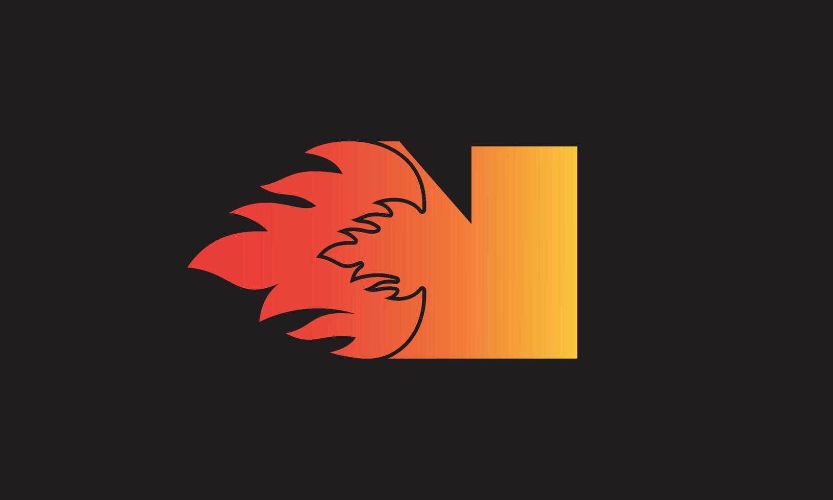 Flame Letter N Logo Design Vector Template. Beautiful Logotype Design For Fire Flames Company Branding.