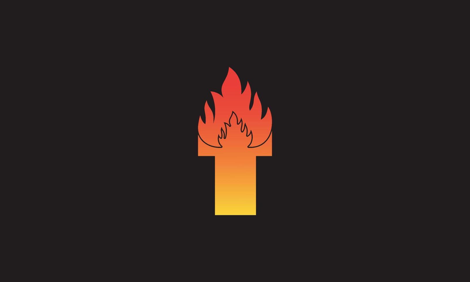 Flame Letter T Logo Design Vector Template. Beautiful Logotype Design For Fire Flames Company Branding.