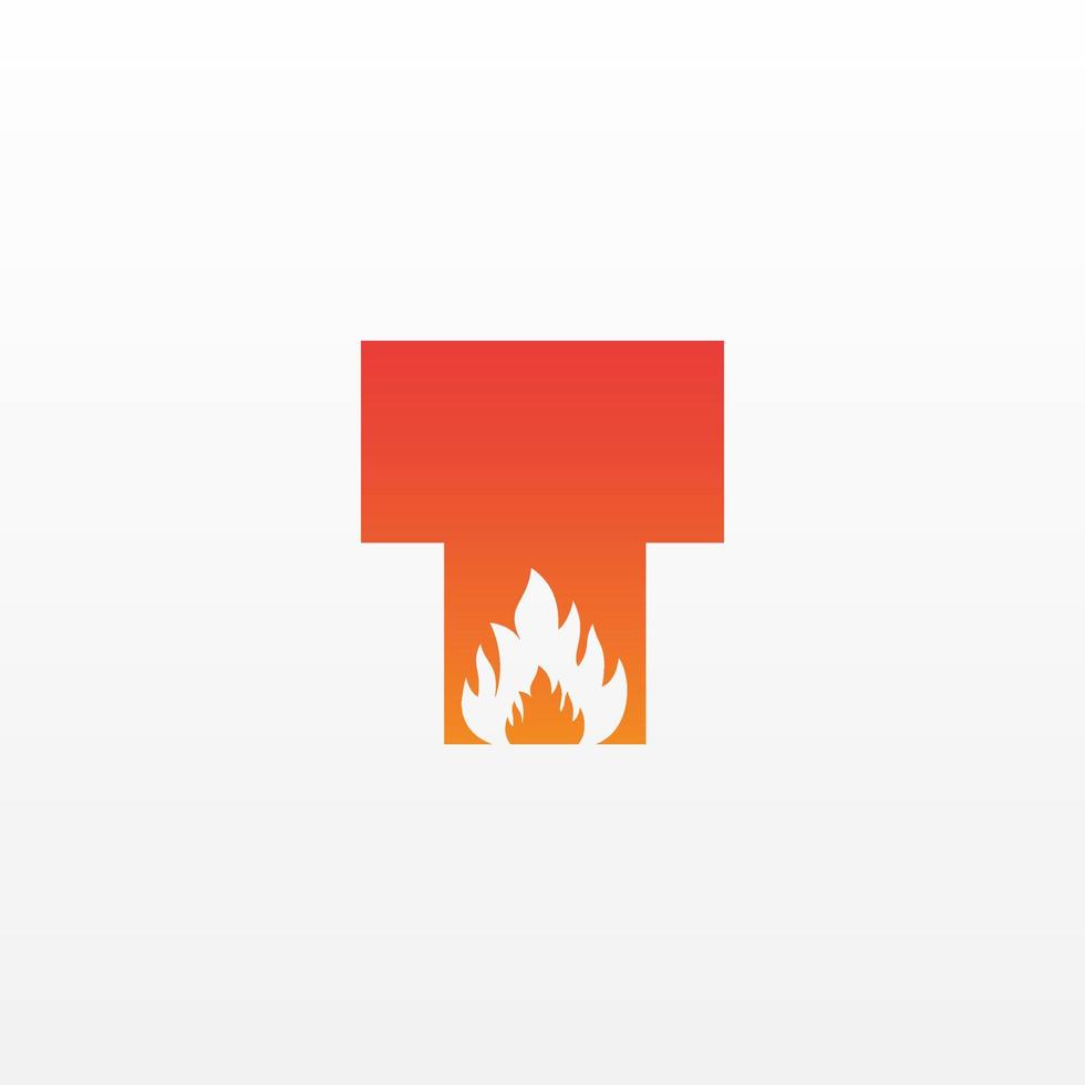 Flame Letter T Logo Design Vector Template. Beautiful Logotype Design For Fire Flames Company Branding.