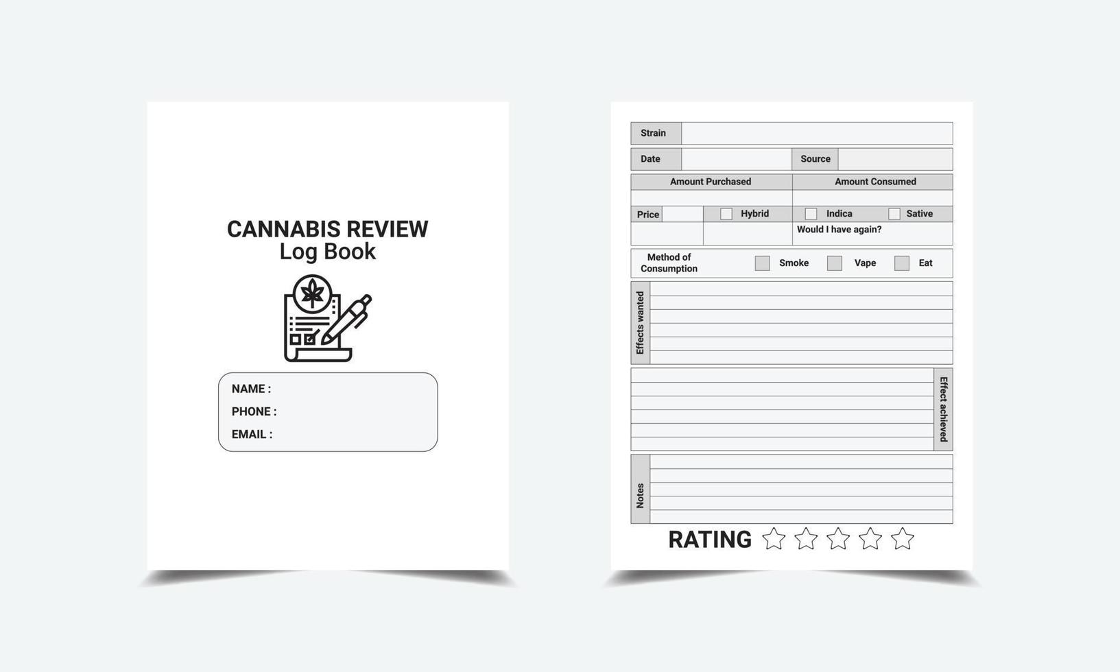 Cannabis Review Log kdp interior vector