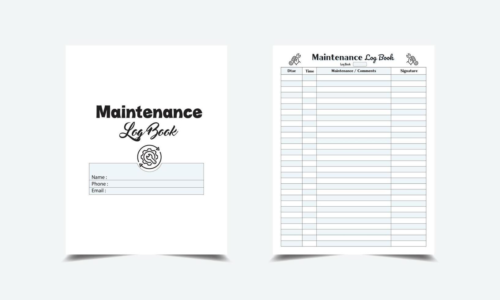 Maintenance Log Book kdp interior vector