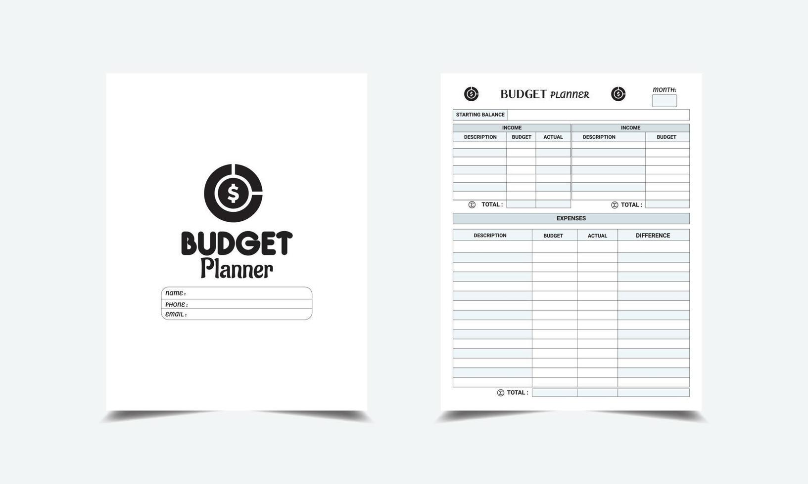 Budget Planner kdp interior vector