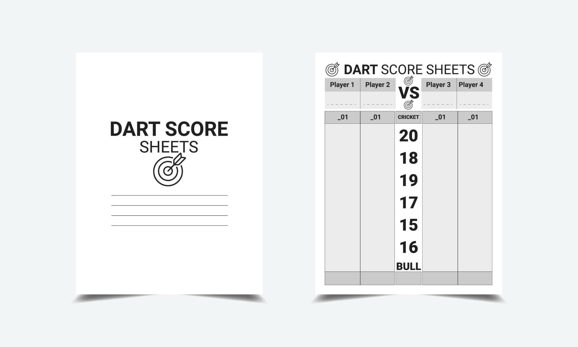 Dart Score Sheets logbook planner template design for Low content KDP