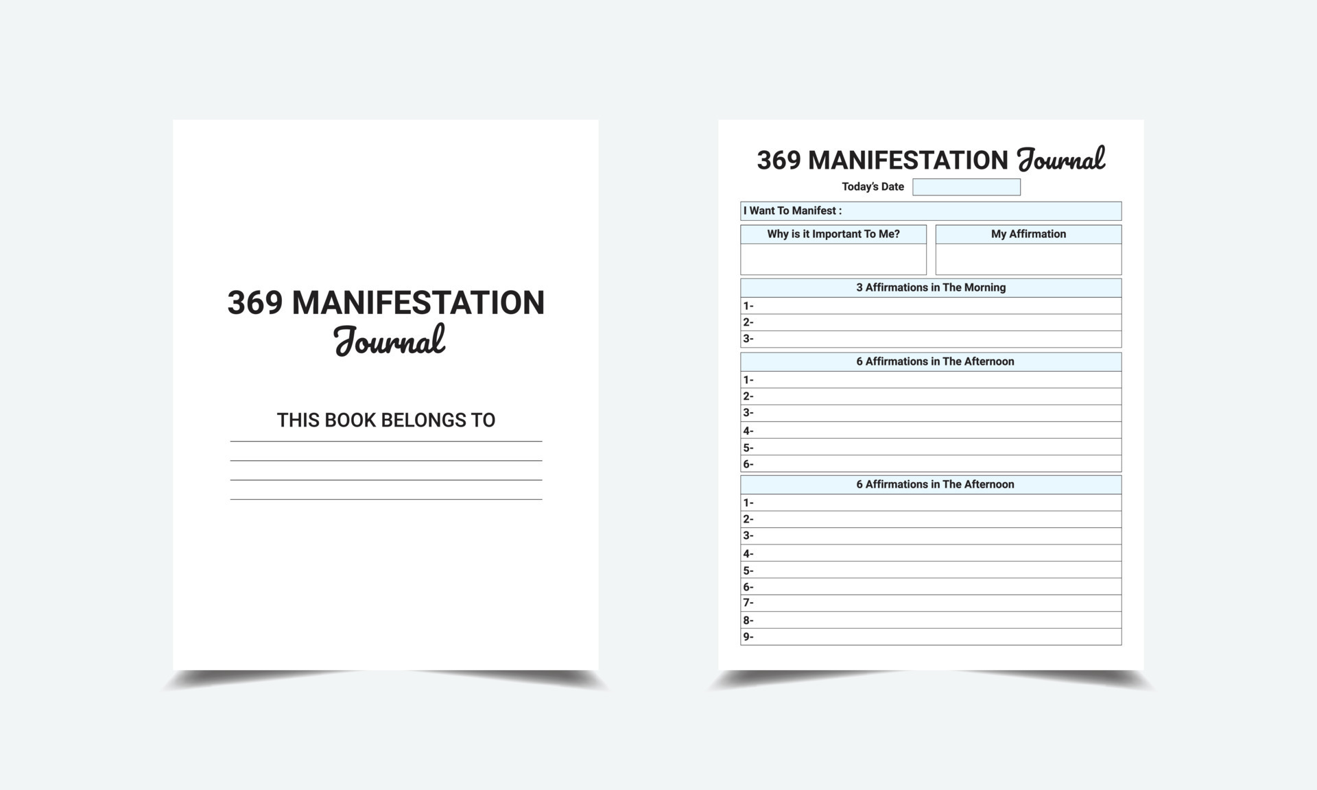 369 Manifestation Journal logbook planner template design for Low content  KDP interior 20403053 Vector Art at Vecteezy