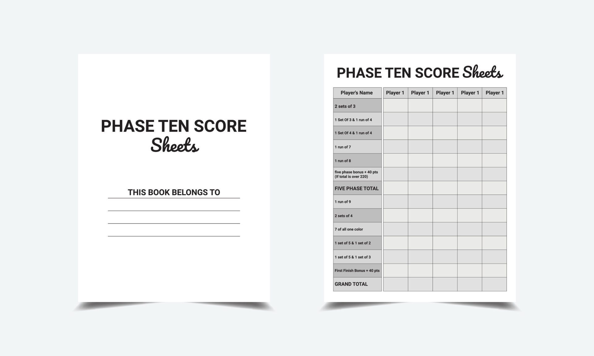 Play Nine Score Sheets  KDP Interior Graphic by Cool Worker