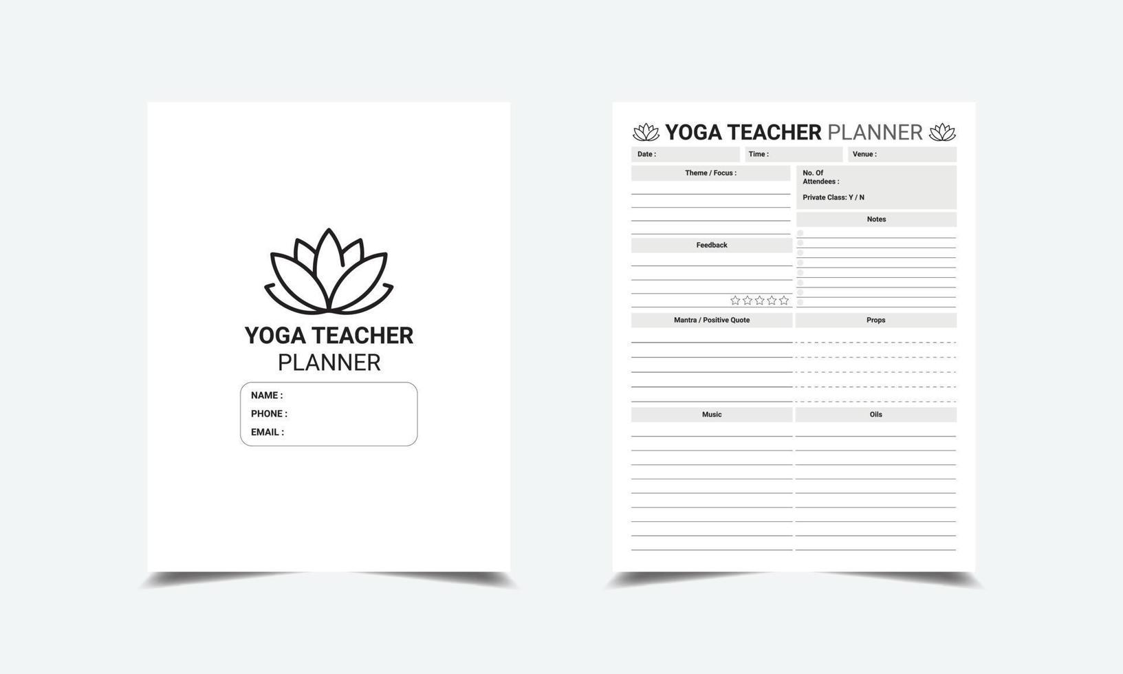 Yoga Teacher Planner kdp interior vector