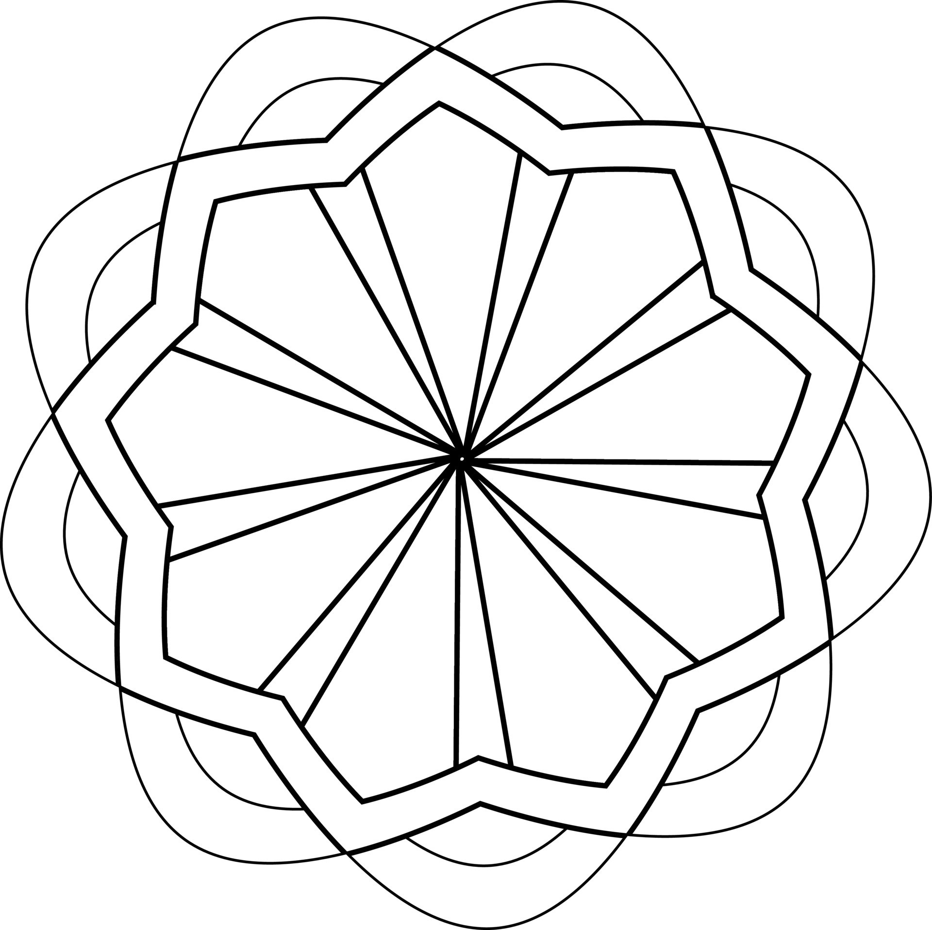 Simple geometric flower illustration with black outlines, you can use